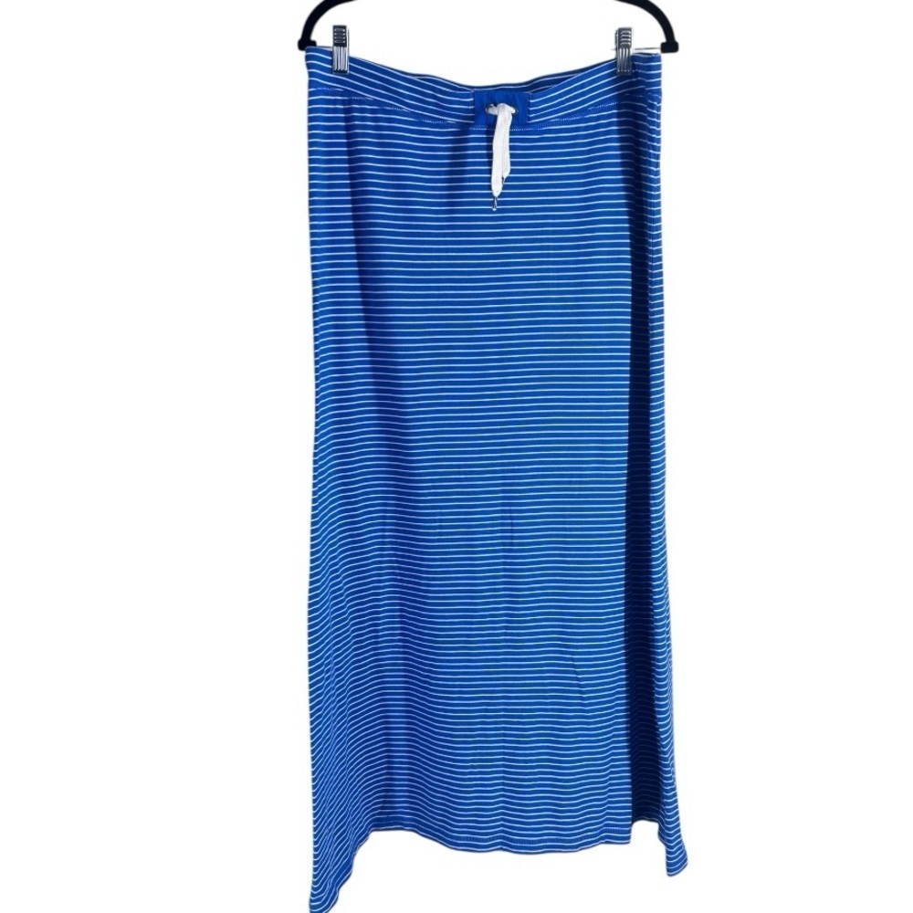 Ralph Lauren blue and white striped drawstring waist maxi skirt size Large